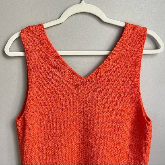 Vintage Knit Sweater Vest Women's Large Stretchy Orange Beachy Coastal‎ Cottage - Picture 6 of 12